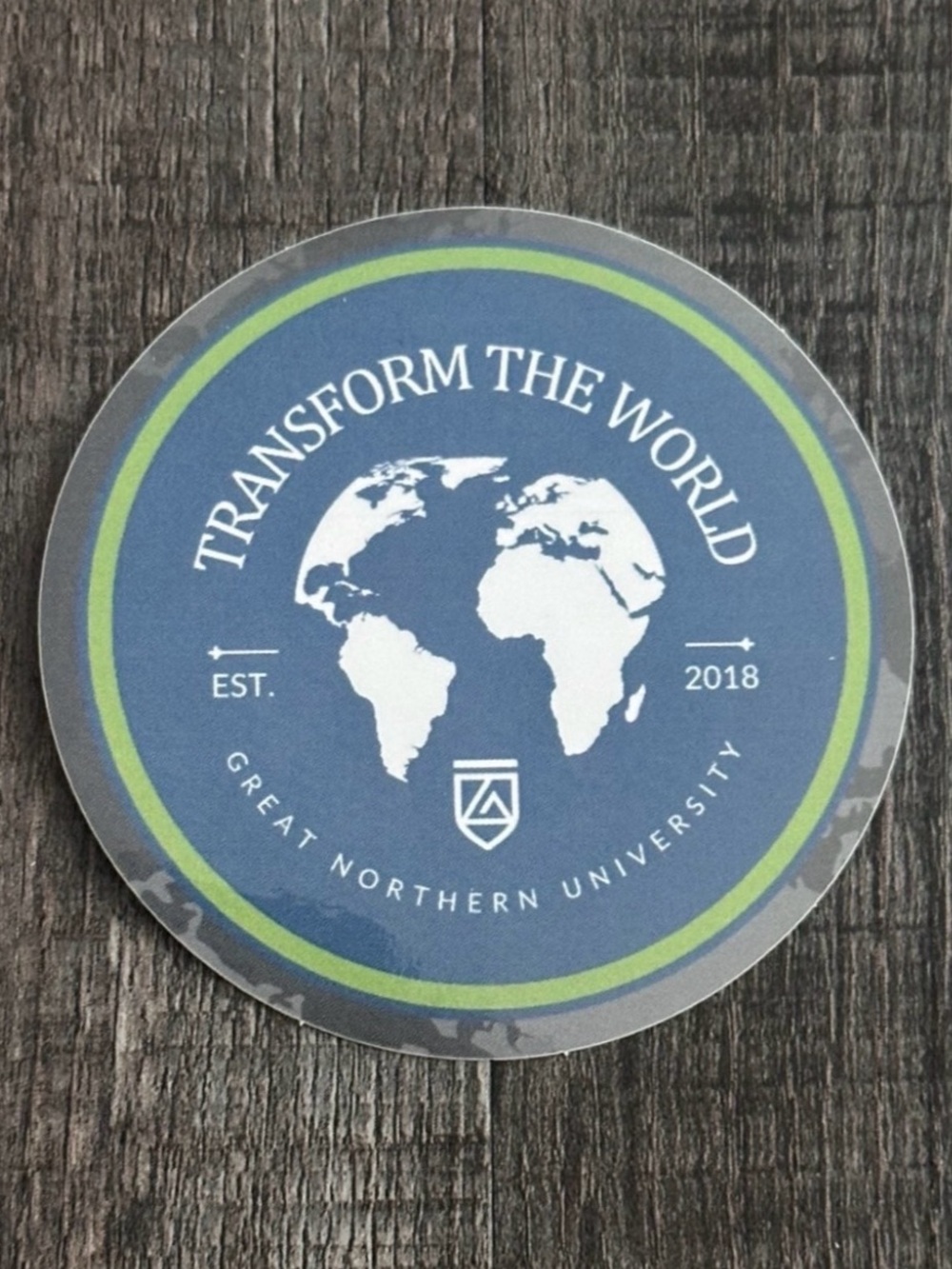 💞 New Great Northern University “Transform The World” Blue Scrapbook Sticker